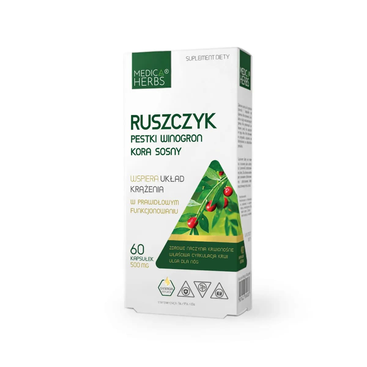 Medica Herbs Ruszczyk, Pestki Winogron, Kora sosny 60 kapsułek - zdjęcie 1