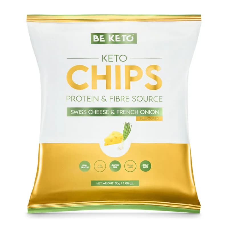 BeKeto Keto Chipsy - Ser Szwajcarski & Francuska Cebulka 30g - zdjęcie 1