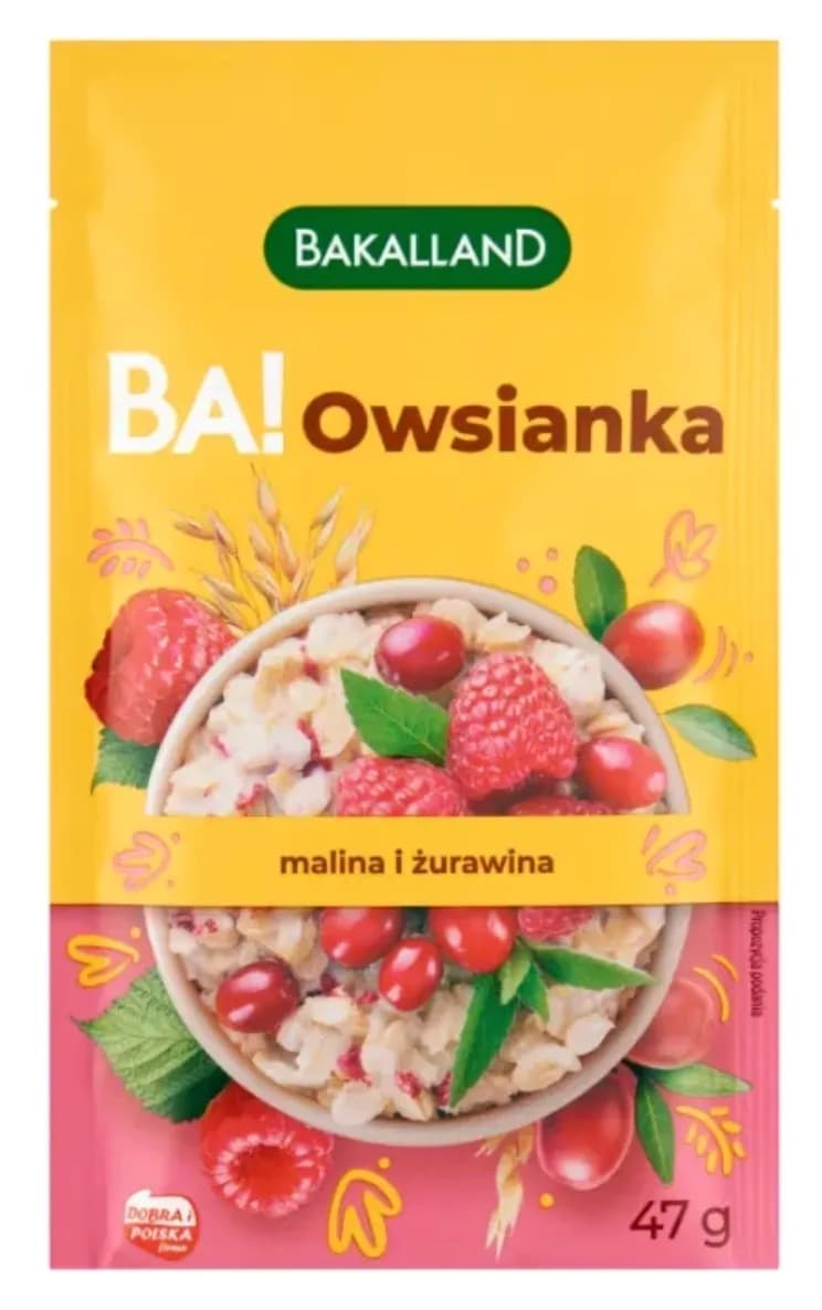 Bakalland Ba! Owsianka z maliną i żurawiną 47 g - zdjęcie 1