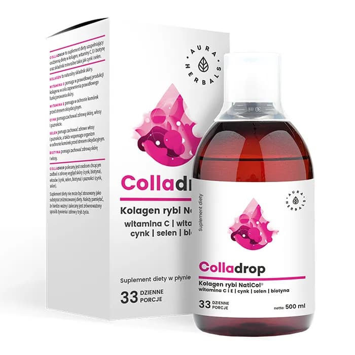 Aura Herbals Colladrop Kolagen rybi NatiCol z witaminą C 500 ml w płynie - zdjęcie 1