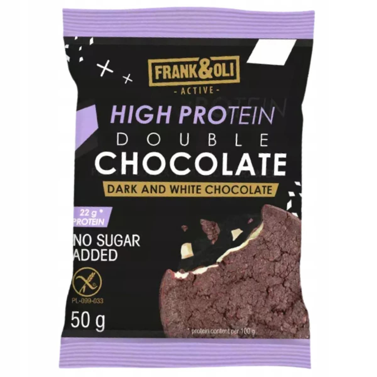 Frank&Oli High Protein Double Chocolate biała i ciemna czekolada 50g - zdjęcie 1