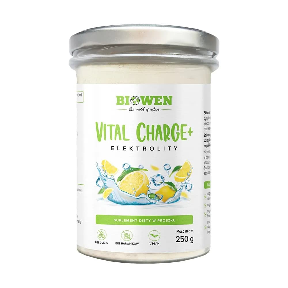 Biowen Elektrolity Vital Charge+ proszek 250 g smak cytrynowy - zdjęcie 1