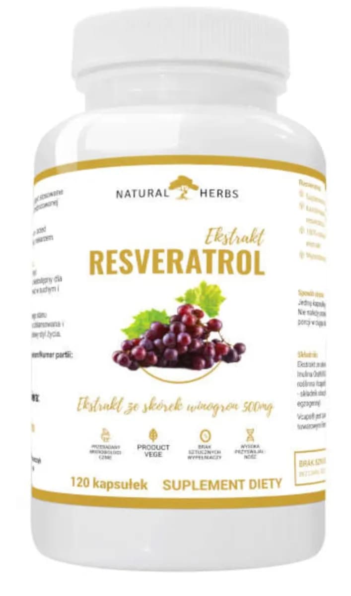 Altopharma Natural Herbs Resveratrol Ekstrakt 500mg 120 kapsułek - zdjęcie 1