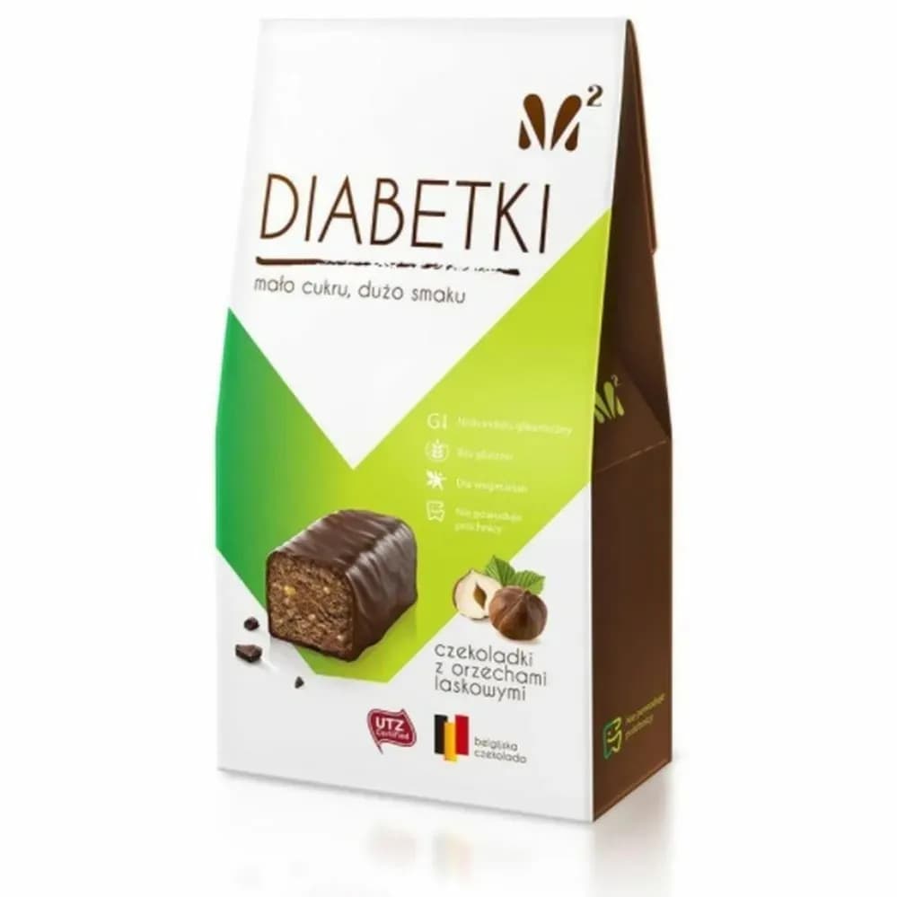 DIABETKI Czekoladki orzech laskowy bez cukru 100 g - zdjęcie 1