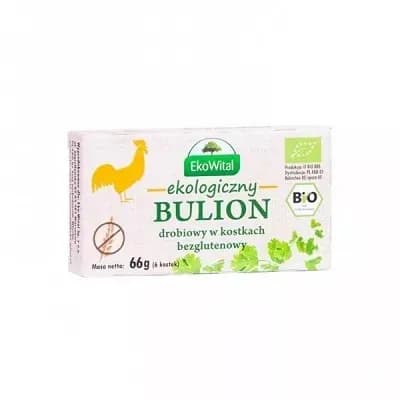 EKOWITAL Bulion drobiowy w kostkach bez oleju palmowego BEZGL. BIO 66 g - zdjęcie 1