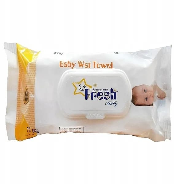 Fresh Baby Chusteczki nawilżane z klipsem żółte 72 sztuk - zdjęcie 1