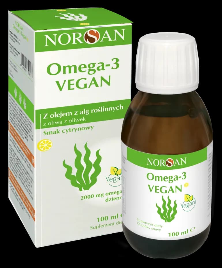 Norsan Omega-3 Vegan olej z alg 100 ml o smaku cytrynowym - zdjęcie 1