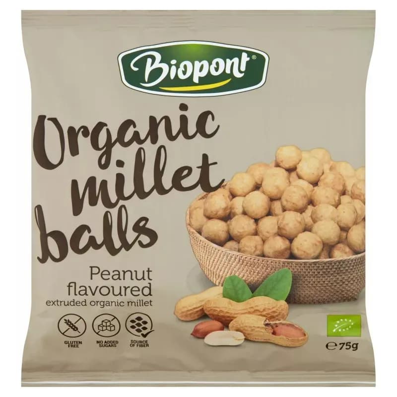 Biopont Chrupki Jaglane Z Orzeszkami Ziemnymi Prażonymi Bezgl. BIO 75 g - zdjęcie 1