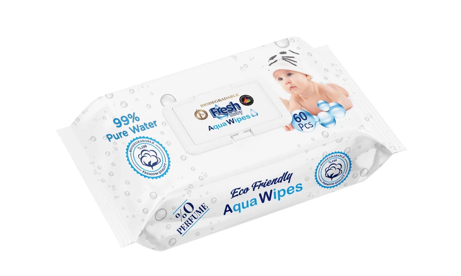 Fresh Baby Aqua Wipes Chusteczki nawilżane 60 sztuk - zdjęcie 1