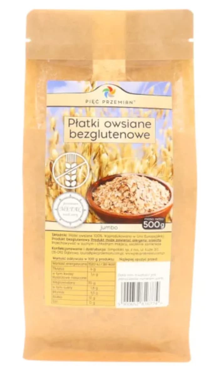 Pięć Przemian Płatki owsiane bezglutenowe jumbo 500 g - zdjęcie 1