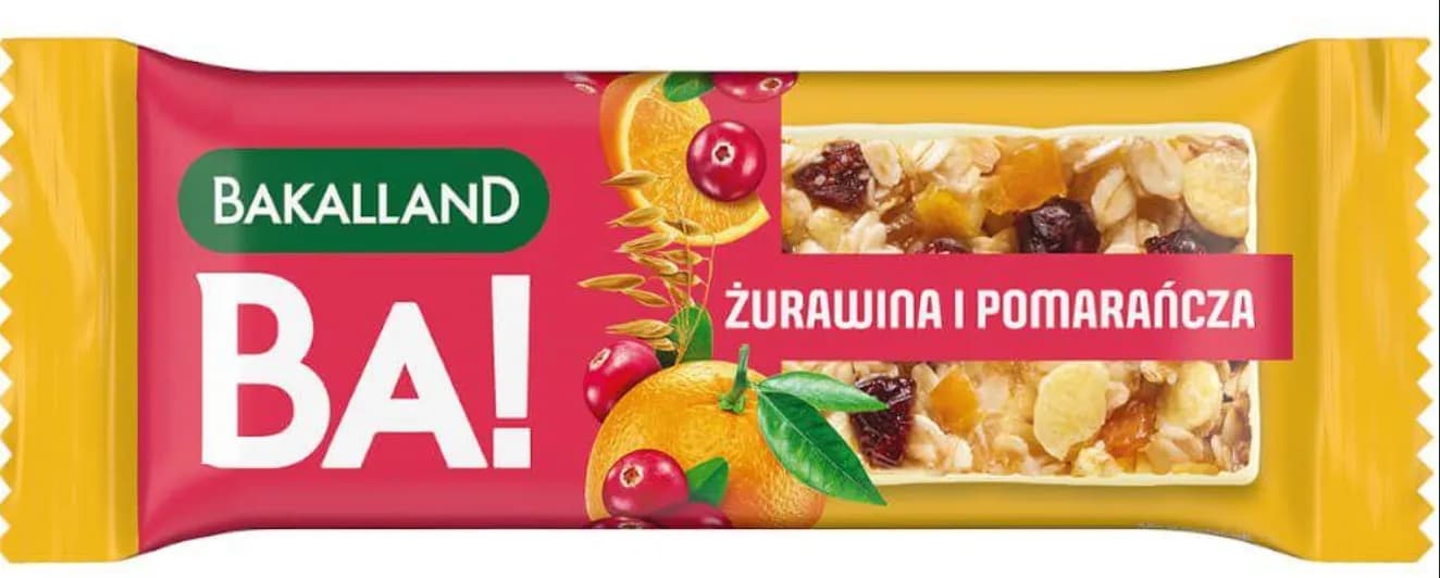 Bakalland Ba! Baton zbożowy żurawina i pomarańcza 40 g - zdjęcie 1