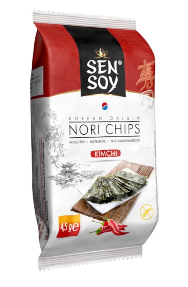 SEN SOY Chipsy Nori Kimchi Bezglutenowe 4,5 g - zdjęcie 1