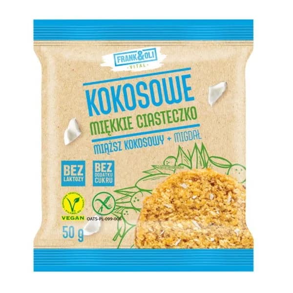 Frank&Oli Ciastko Miękkie Kokosowe z Migdałami 50g - zdjęcie 1