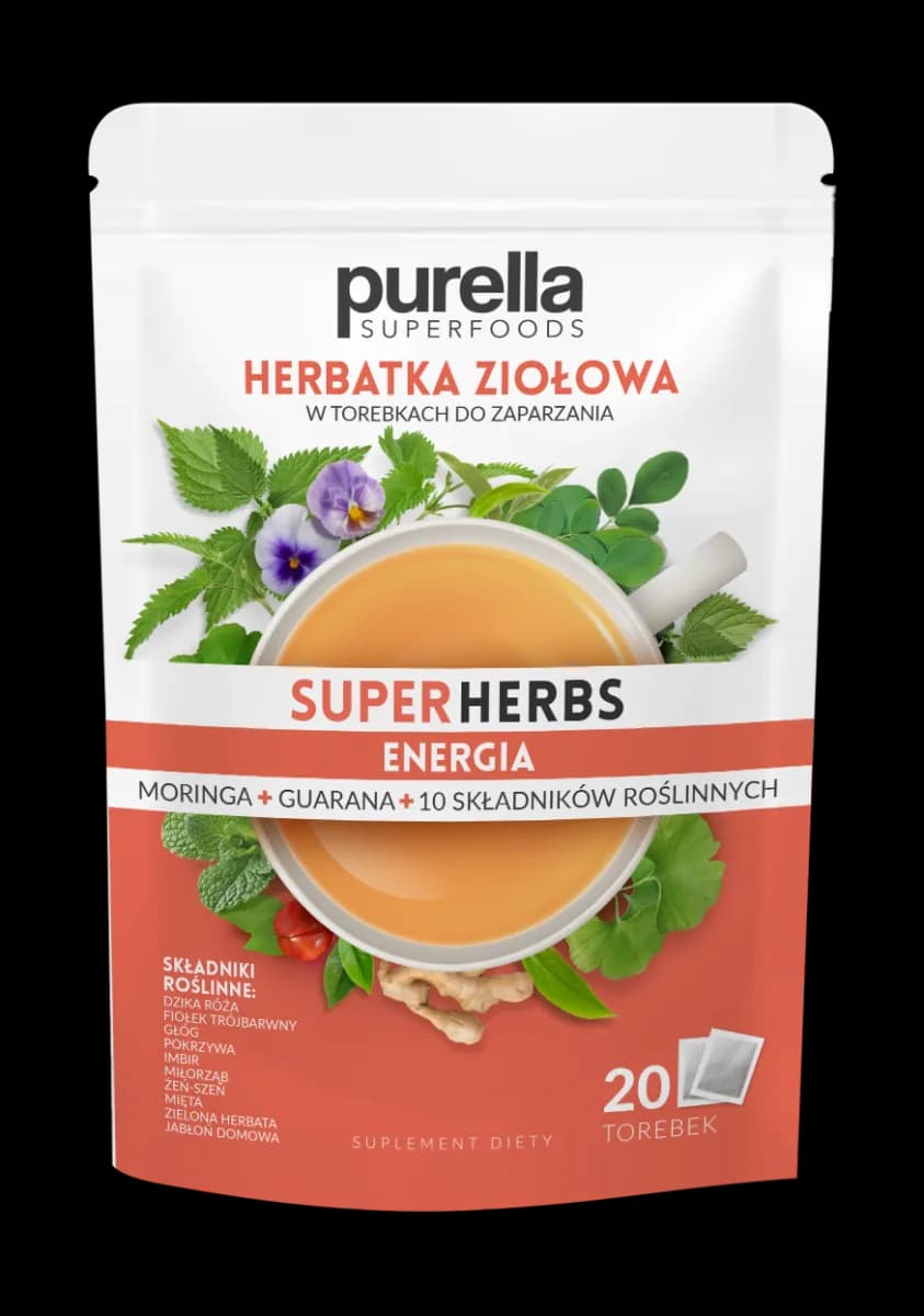Purella SuperHerbs Herbatka Ziołowa Energia 20 x 1,75 g - zdjęcie 1