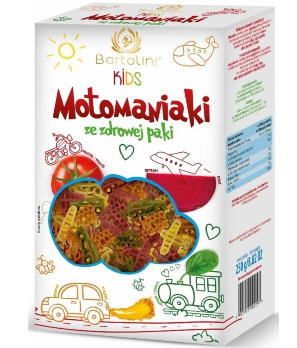Bartolini Makaron Semolinowy Z Warzywami Dla Dzieci Motomaniaki 250 g - zdjęcie 1