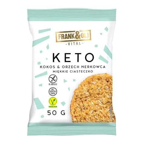 Frank&Oli Keto Ciastko Miękkie Kokos i Orzech Nerkowca 50g - zdjęcie 1