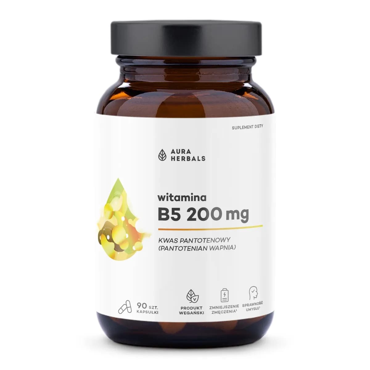 Aura Herbals Witamina B5 200 mg kwas pantotenowy 90 kapsułek - zdjęcie 1