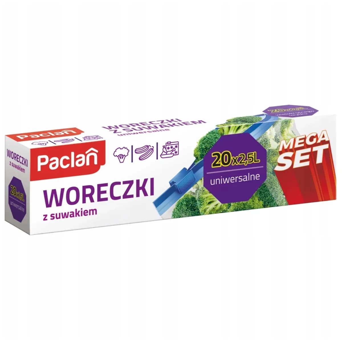 Paclan Mega Set Woreczki z suwakiem 2,5L 20 sztuk - zdjęcie 1