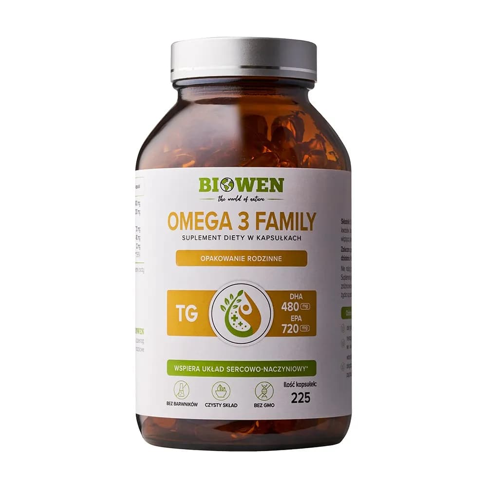 Biowen Omega 3 Family TG 720 mg EPA 480 mg DHA 225 kapsułek - zdjęcie 1
