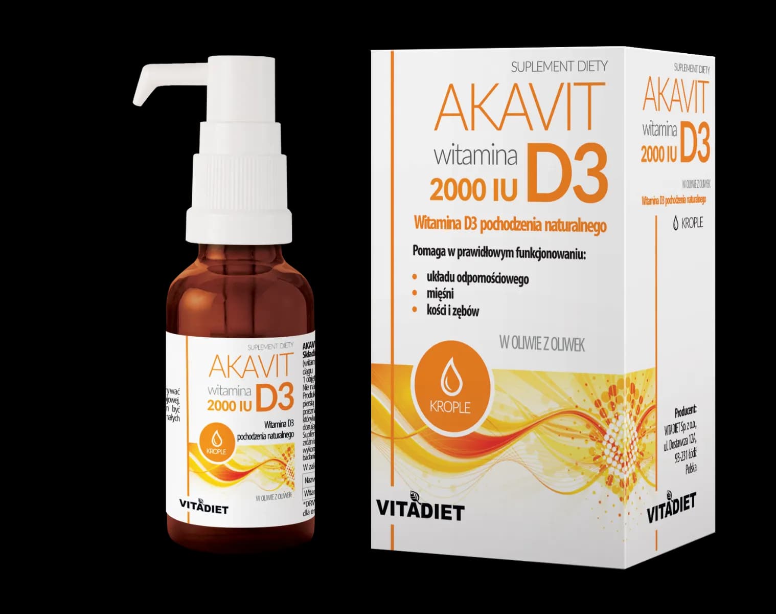 VITADIET AKAVIT Witamina D3 2000 IU krople 29,4 ml - zdjęcie 1