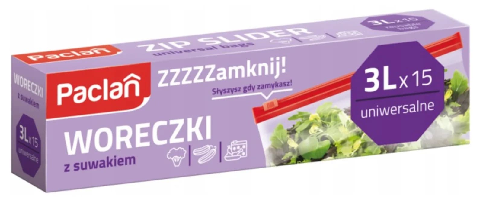 Paclan Woreczki z suwakiem 3L 15 sztuk - zdjęcie 1