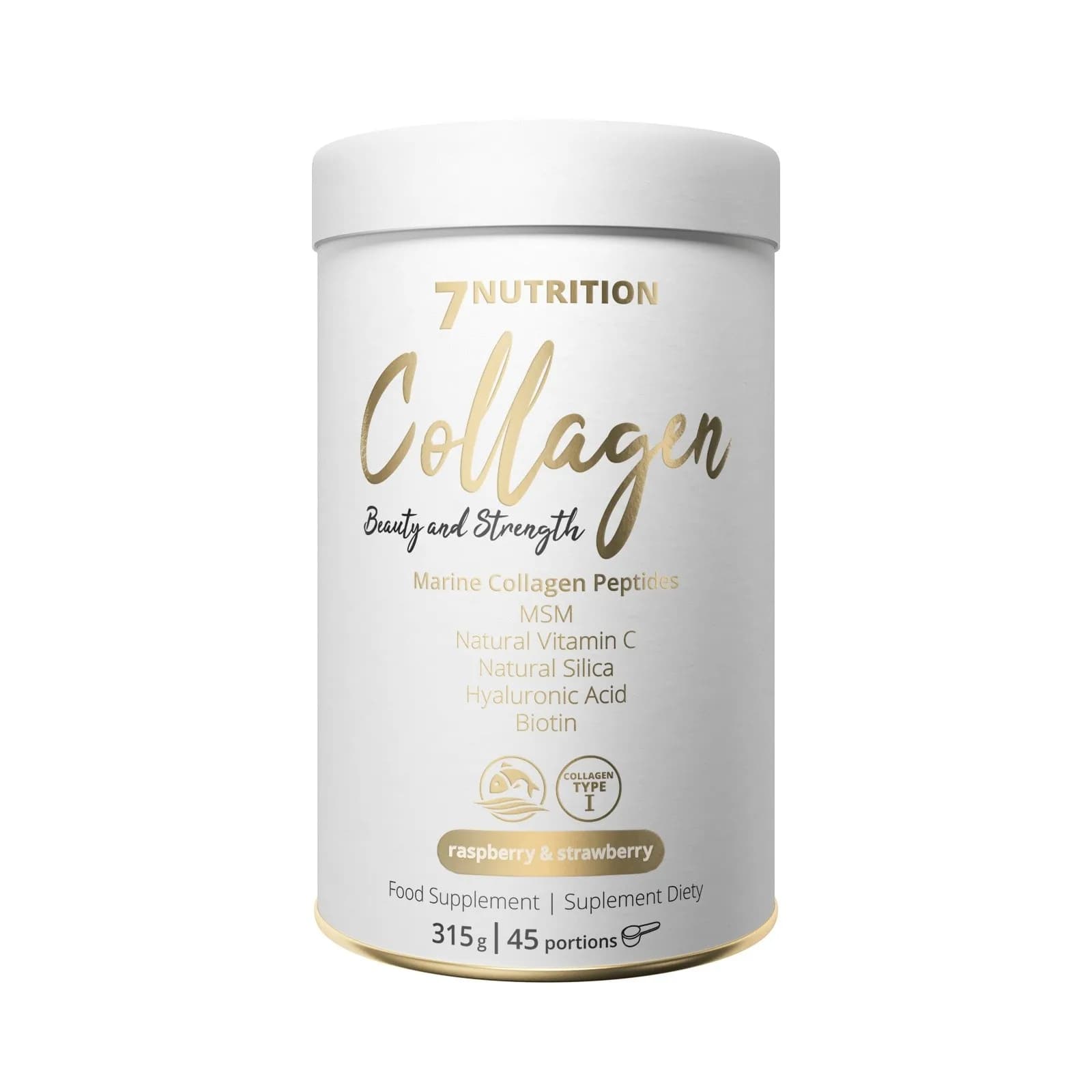 7Nutrition Marine Collagen 315 g proszek o smaku malina & truskawka - zdjęcie 1
