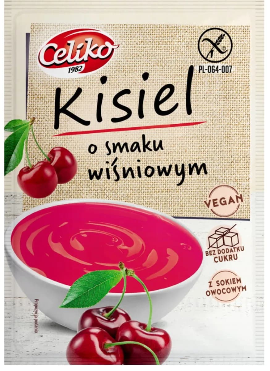Celiko Kisiel O Smaku Wiśniowym Bez Dodatku Cukru Bezglutenowy 40 g - zdjęcie 1