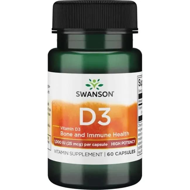 Swanson Witamina D-3 1000 IU 60 kapsułek - zdjęcie 1
