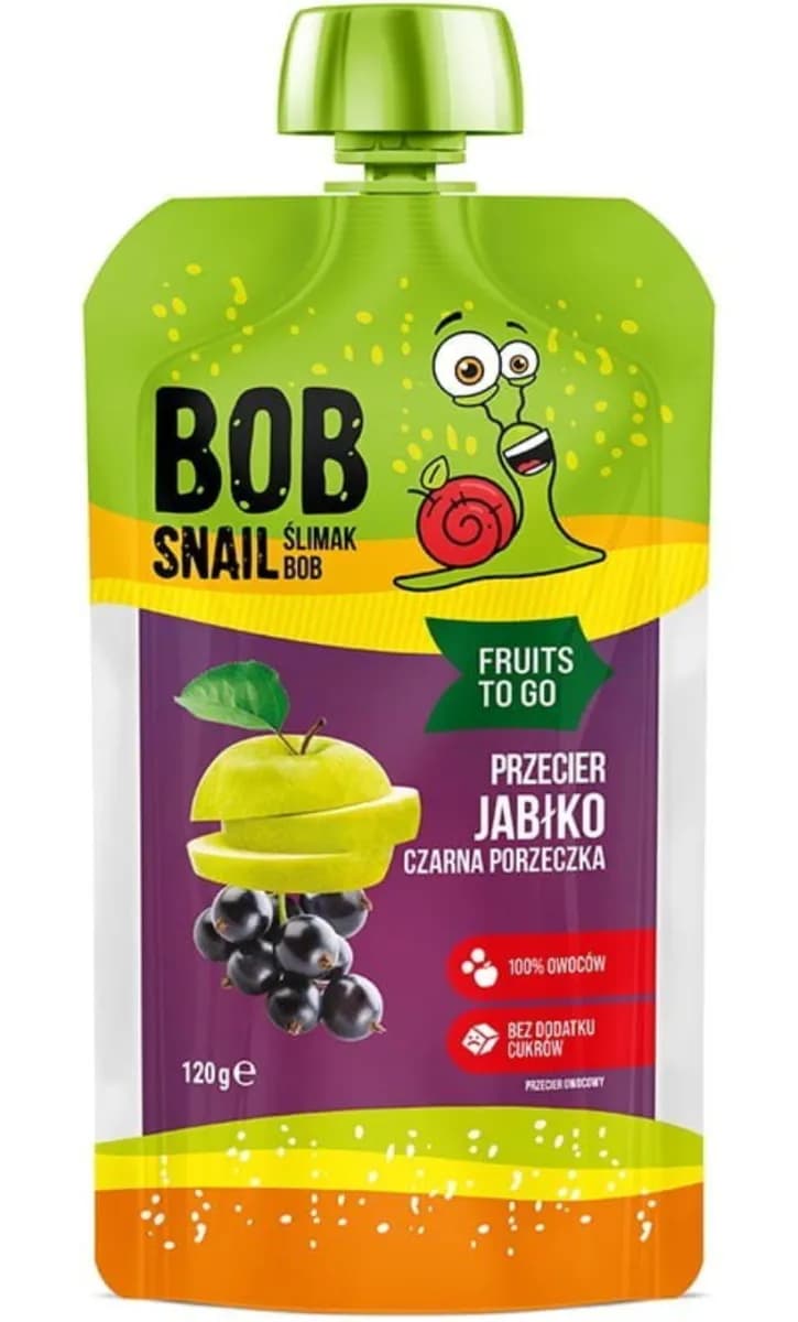 BOB SNAIL Smoothie banan - czarna porzeczka bez dodatku cukru 120 g - zdjęcie 1