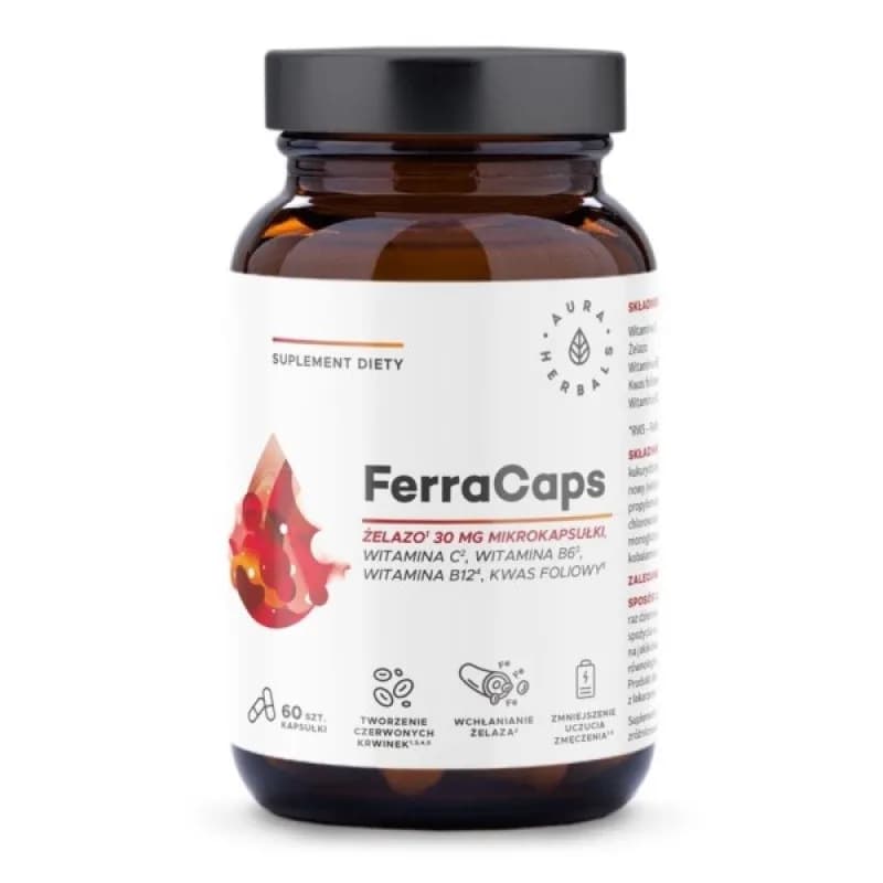 Aura Herbals FerraCaps żelazo 30 mg mikrokapsułki 60 kapsułek - zdjęcie 1