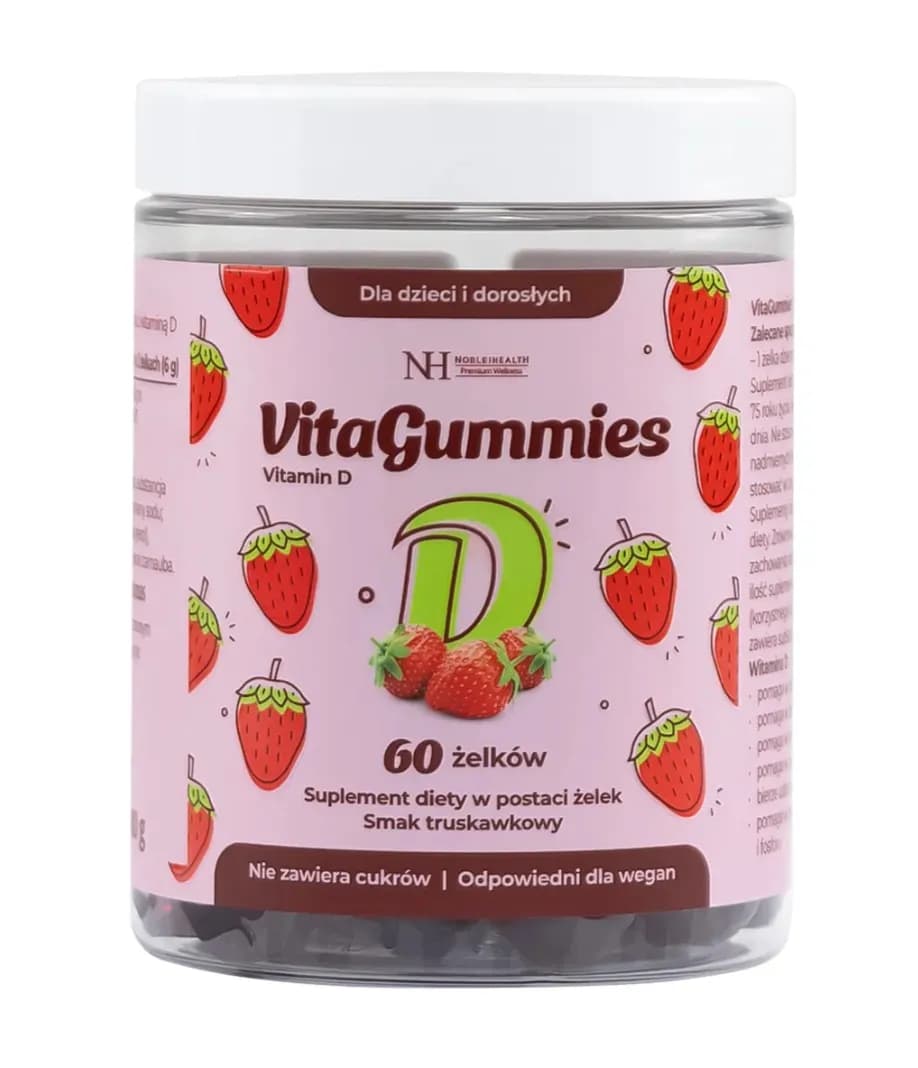 Noble Health VitaGummies Vitamin D 60 żelków o smaku truskawkowym - zdjęcie 1