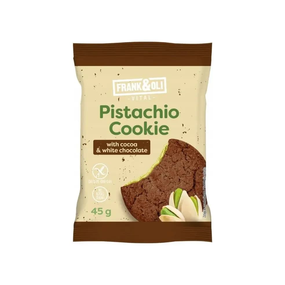 Frank&Oli Ciastko pistacjowe z kakao i białą czekoladą 45 g - zdjęcie 1