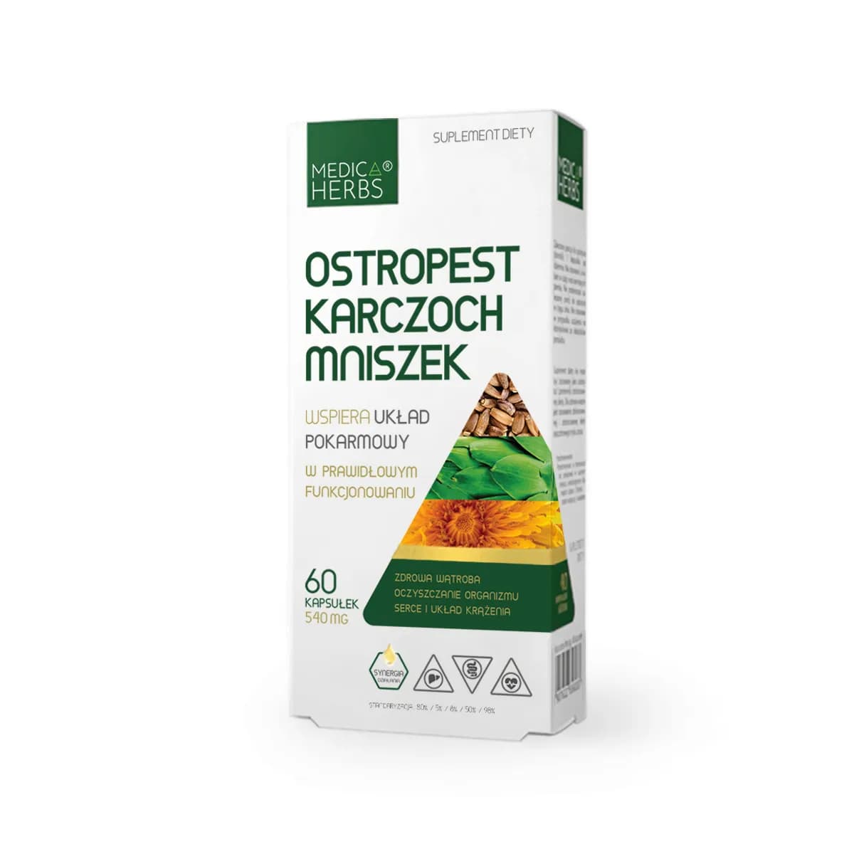 Medica Herbs Ostropest Karczoch Mniszek 540 mg 60 kapsułek - zdjęcie 1