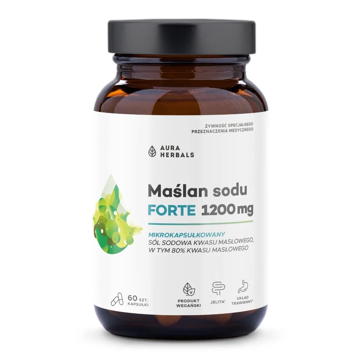 Aura Herbals Maślan sodu FORTE 1200 mg mikrokapsułkowany 60 kapsułek - zdjęcie 1