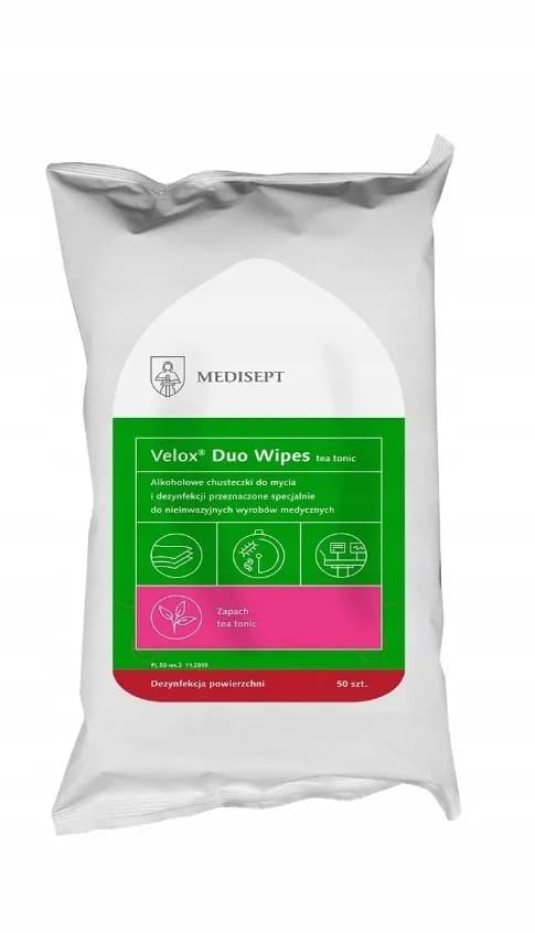 Medisept Velox DuoWipes chusteczki do dezynfekcji 50 sztuk tea tonic - zdjęcie 1
