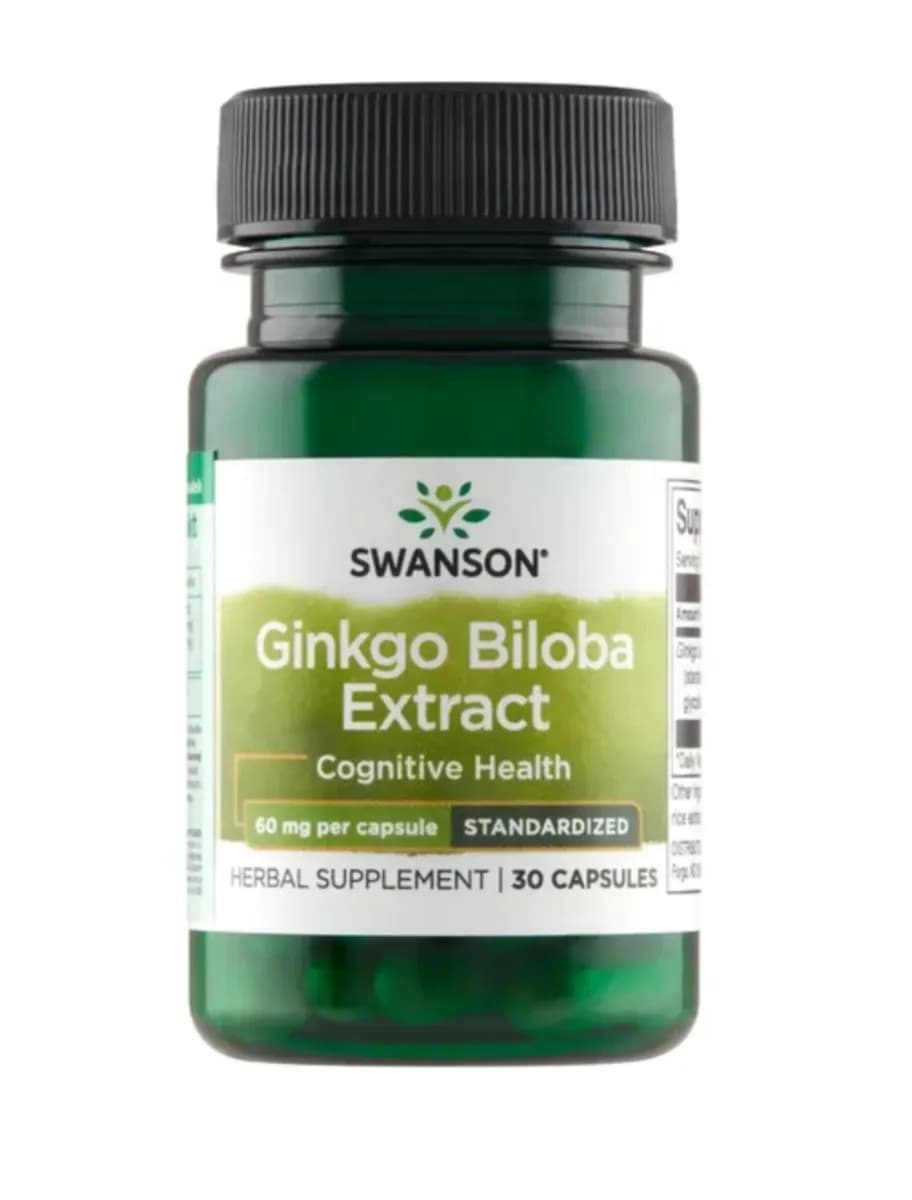 Swanson Ginkgo Biloba ekstrakt 60 mg 30 kapsułek - zdjęcie 1