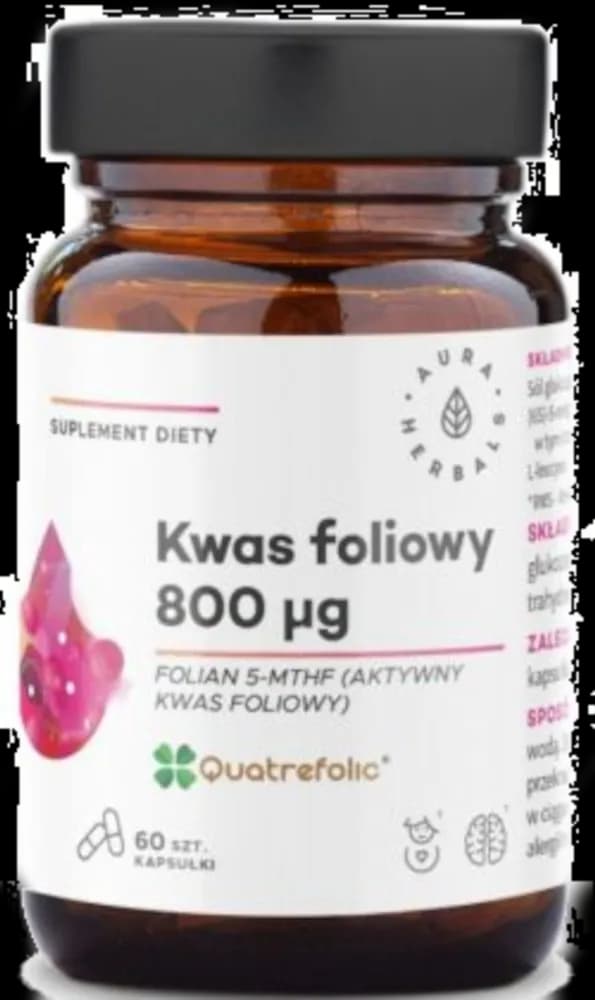 Aura Herbals Kwas foliowy 800 μq Quatrefolic 60 kapsułek - zdjęcie 1
