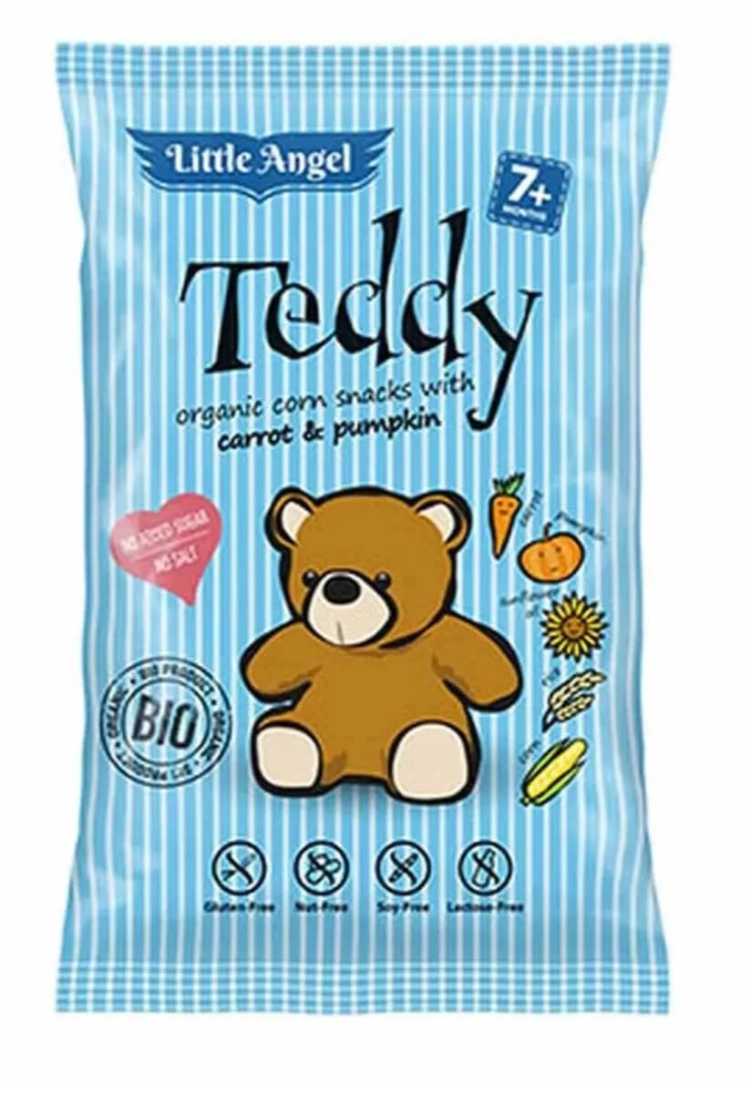 LITTLE ANGEL Chrupki kukurydziane mini TEDDY marchew dynia od 7 mies. 30 g - zdjęcie 1