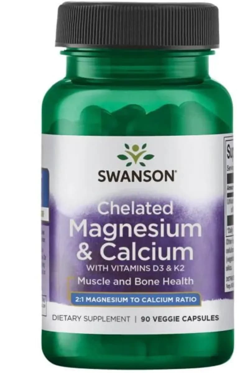 SWANSON Albion Chelat Magnez i Wapń z D3 i K2 90 vege kapsułek - zdjęcie 1