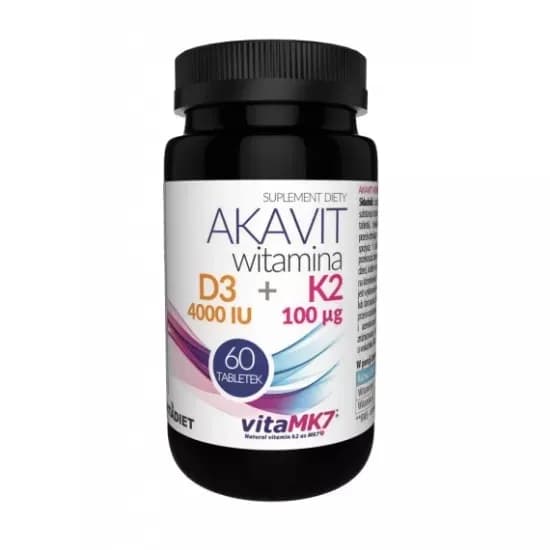 VITADIET Witamina D3 4000 IU + K2 100 µg Pharmaquinone AKAVIT 60 tabletek - zdjęcie 1