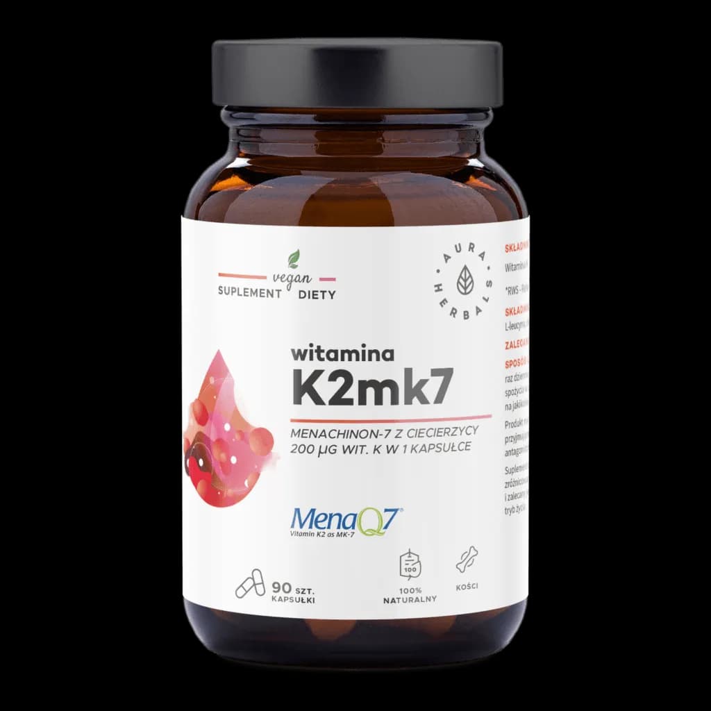 Aura Herbals Witamina K2MK7 MenaQ7® 200 μg 90 kapsułek - zdjęcie 1