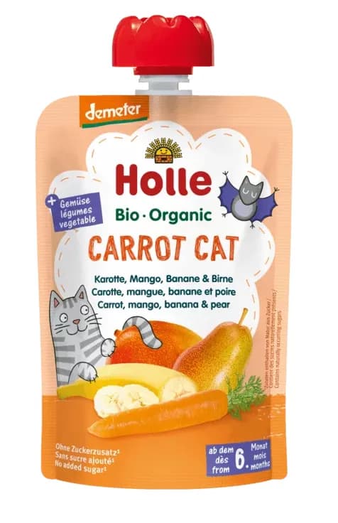 Holle Mus Marchewkowy Kot Marchew-Mango-Banan-Gruszka Od 6 Msc Demeter 100g - zdjęcie 1