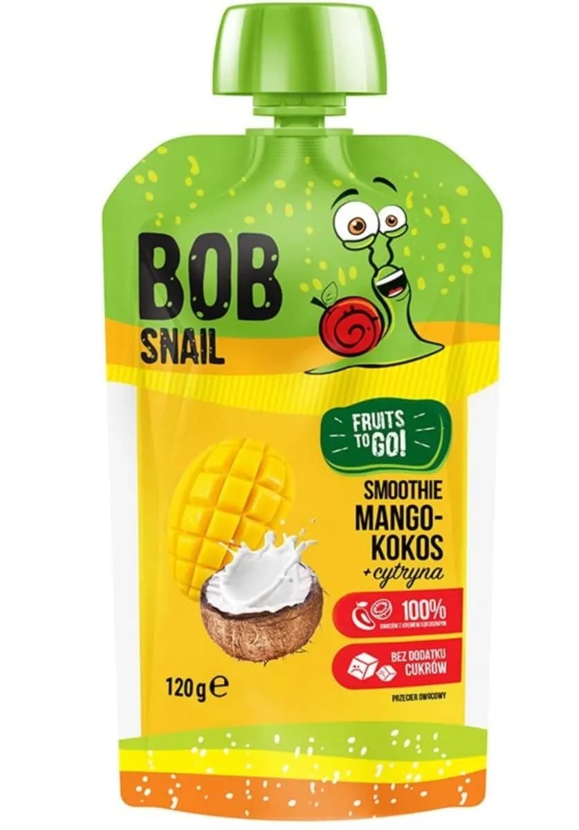 BOB SNAIL Smoothie mango-kokos-cytryna bez dodatku cukru 120 g - zdjęcie 1