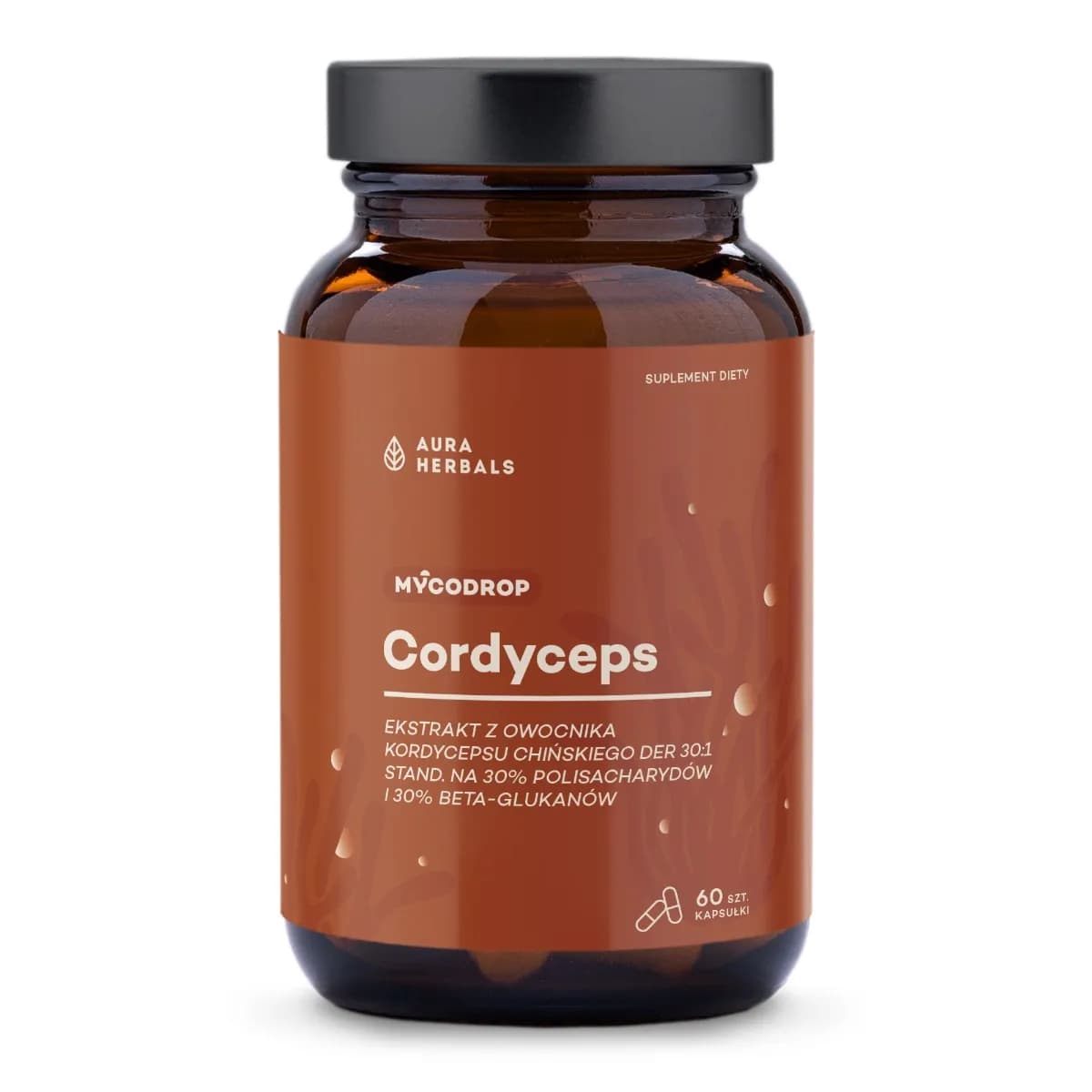 Aura Herbals MYCODROP Cordyceps 30:1 30% beta-glukan 60 kapsułek - zdjęcie 1