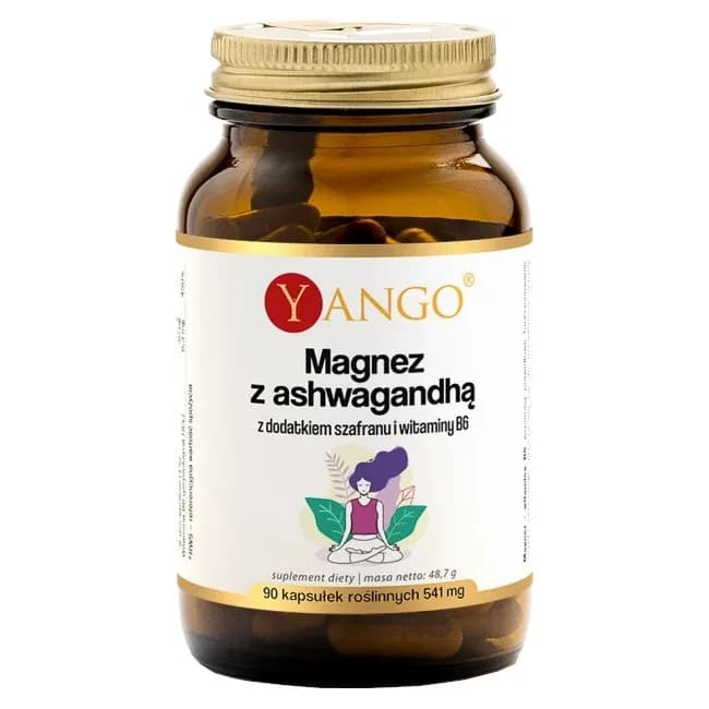 Yango Magnez z ashwagandhą z dodatkiem szafranu i wit. B6 90 kapsułek - zdjęcie 1